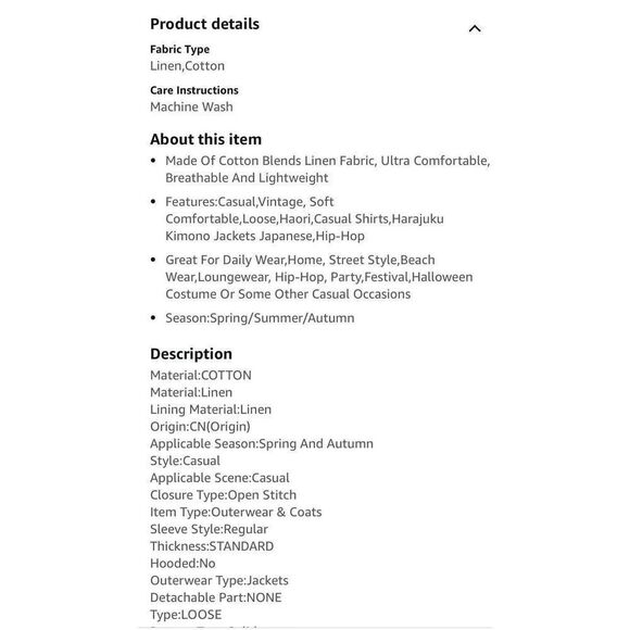 Chinese Style Black Cotton Linen Harori Jacket Size 5XL - Picture 6 of 7